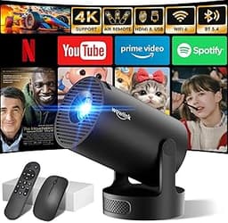 [Apps intégrées & 2025 Upgraded] Vidéoprojecteur avec WiFi 6 et Bluetooth 5.4 Mini Projecteur Supporte 4K 1080P