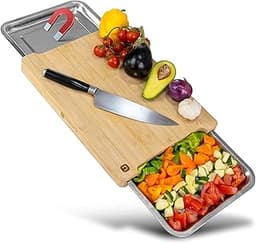 Planche à découper en bambou avec bac récupérateur