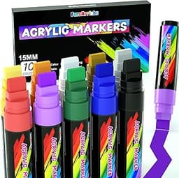 FansArriche Marqueurs de peinture acrylique, pointe jumbo 15 mm (10 stylos)