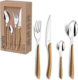 Ménagère 24 couverts effet bois