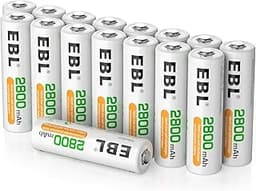 EBL Lot de 16 Piles AA Rechargeables