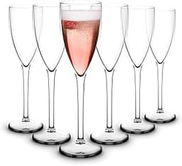 RB Flûtes à Champagne Plastique Supérieure Incassables Réutilisables 15cl, Lot de 6