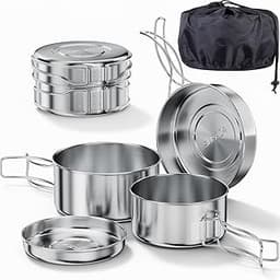 Bestargot Kit de Casserole Camping Inox 4 pièces