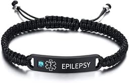 Bracelet d'identification médicale réglable en corde tressée