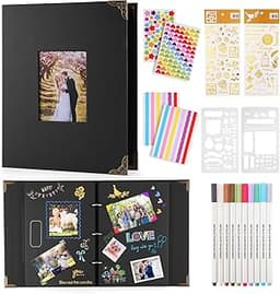 DazSpirit Album Photo Reliure à Anneaux, Album Photo Scrapbooking Noir, Pour 360 Photos, Livre Photo Scrapbooking De 60 Pages