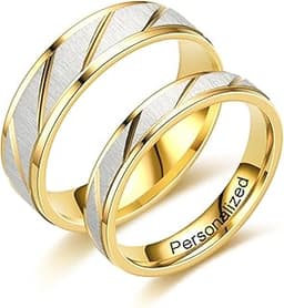 Anneaux couple gravés bicolores