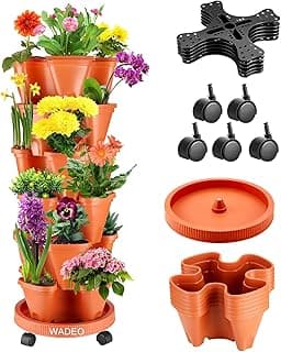 WADEO Lot de 6 Pots de Fleurs Empilable