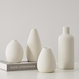 CEMABT Vase en céramique blanche - Lot de 4