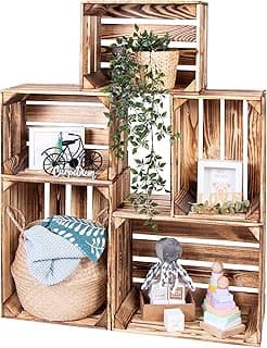 LAUBLUST Caisses en bois flammé (lot de 5)