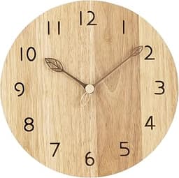 VIVILINEN Horloge Murale Bois Naturel Massif