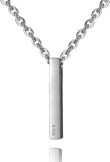 Collier barre verticale longue en argent 925