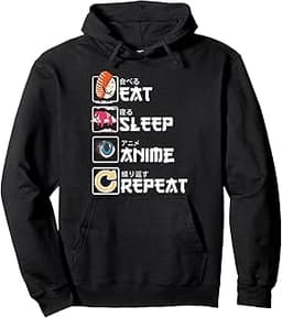 Kawaii Manga Japonais Kawaïen - Cute Eat Sleep Anime Repeat Sweat à Capuche
