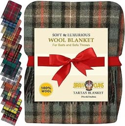 BRAW CLANS TARTANS Couverture 100% pure laine