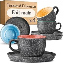 Cosumy Tasses à Espresso avec Soucoupes