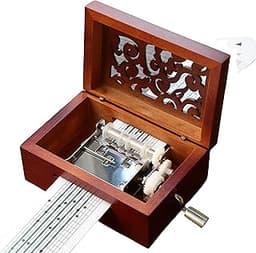 Cuzit Boîte à musique à manivelle en bois gravée