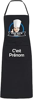 YONACREA - Tablier de Cuisine PERSONNALISABLE - C'est qui le Chef ? Logo homme