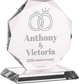 Trophée octogonal en verre gravé Wanapix