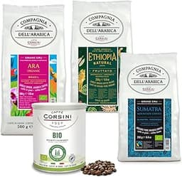 Caffè Corsini - Set Café en Grains Aromatique Kit Dégustation Bio&Fairtrade