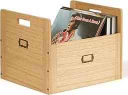 KIRIGEN Boîte de rangement pour vinyles en bois (jusqu’à 80 LP)