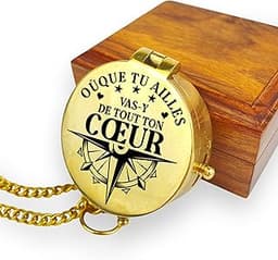 Boussole en laiton gravée