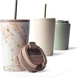 MAMEIDO Mug Isotherme avec Paille 470 ml