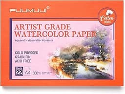 Bloc aquarelle 100% coton A4 (22 feuilles, 300 g/m²)