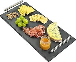 Praknu Plateau en Ardoise avec Poignées - 40x20 cm