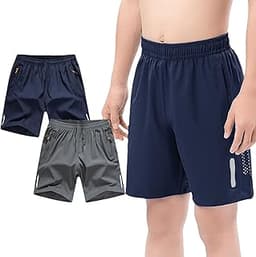 Jamron Lot de 2 shorts de sport enfant