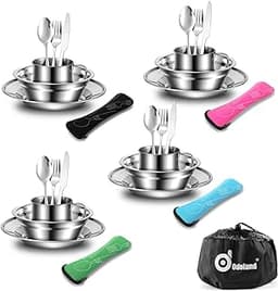 Odoland Set de Couverts Camping Inox avec bol et tasse