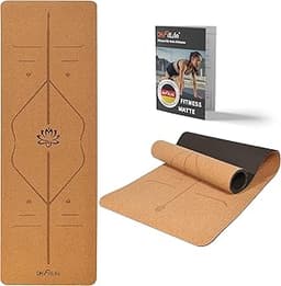 DH FitLife Tapis de yoga en liège et TPE