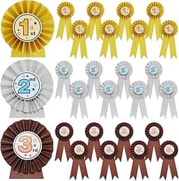 Lot de 24 rubans rosette (or/argent/bronze)