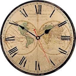 TAHEAT Horloge Bois Carte du Monde