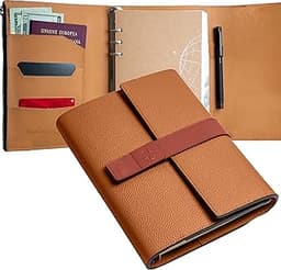Agenda en Cuir A5 Wanderings Rechargeable, Couleur Caramel