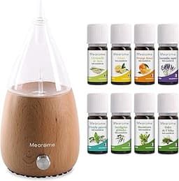 DIFFUSEUR nébuliseur + 8x10 ml HUILES ESSENTIELLES BIO distillées en FRANCE + Guide d'Aromathérapie PDF - HEBBD - HECT