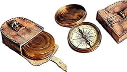 Boussole avec poème Robert Frost de 6,3 cm avec étui de Transport en Cuir