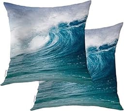 Lot de 2 Housses de Coussin Motif Vague