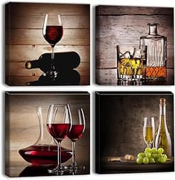 Artscope 4 Parties Impression sur Toile - Verre à Vin Rouge