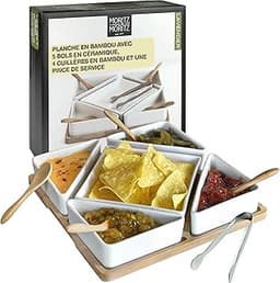 Moritz & Moritz Plateau Aperitif - 5 Coupelle Aperitif Bambou et Céramique