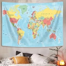 VeiVian Tapisserie carte du monde