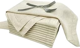 Gfi Linen Clubs Lot de 12 Serviettes 50 x 50 cm – Lin/Coton naturel