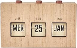 HOME DECO FACTORY Calendrier Flip Flap Décoratif en Bois Brut