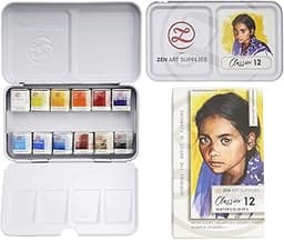 Set d’aquarelle professionnel Classico – 12 demi-pans non toxiques dans palette en métal