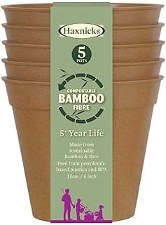Haxnicks – Lot de 5 pots en fibre de bambou durable 15,2 cm