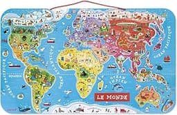 Janod - Puzzle Carte du Monde Magnétique en Bois