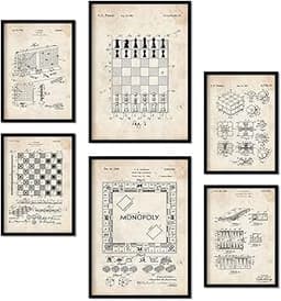 Ensemble de 6 affiches brevets – jeux de plateau
