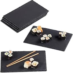 Relaxdays Plateau en ardoise, lot de 6, 26 x 16 cm