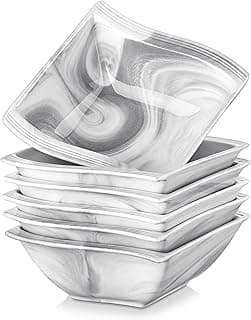 MALACASA Série Flora – 6 bols en porcelaine effet marbre