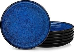 vancasso Série STARRY – Lot de 6 assiettes plates en grès 26 cm, bleu émaillé