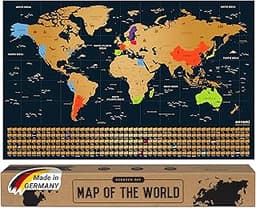 envami® Carte du monde à gratter - 68 X 43 CM - dorée