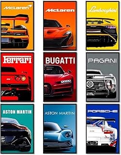 Lot de 9 affiches supercars sur toile